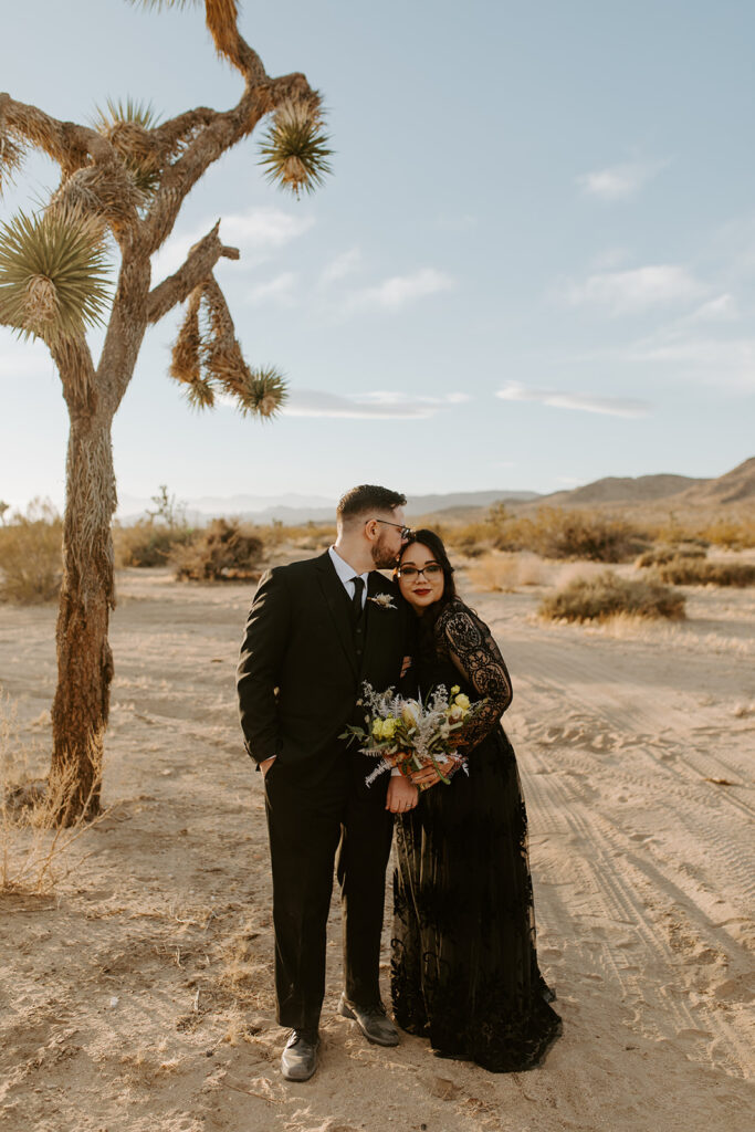 Black Wedding Dress, Desert Wedding, Elopement in Joshua tree Joshua Tree Elopement photographer, 