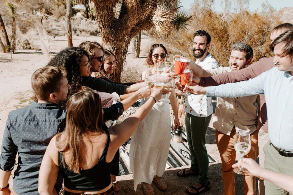 Joshua Tree elopement, intimate wedding in Joshua tree, Desert wedding, Friends in Joshua tree,