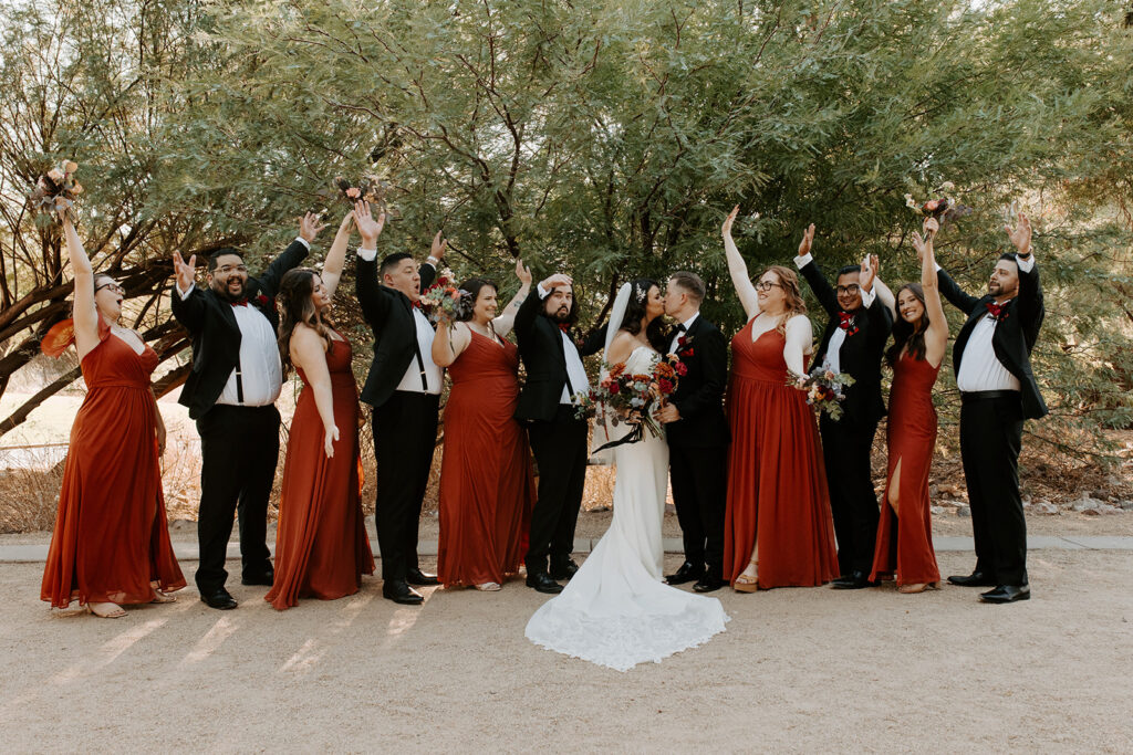 Bridal Party, Rust Bridesmaid Dresses, Arizona Weddings, Arizona Wedding Photographer,