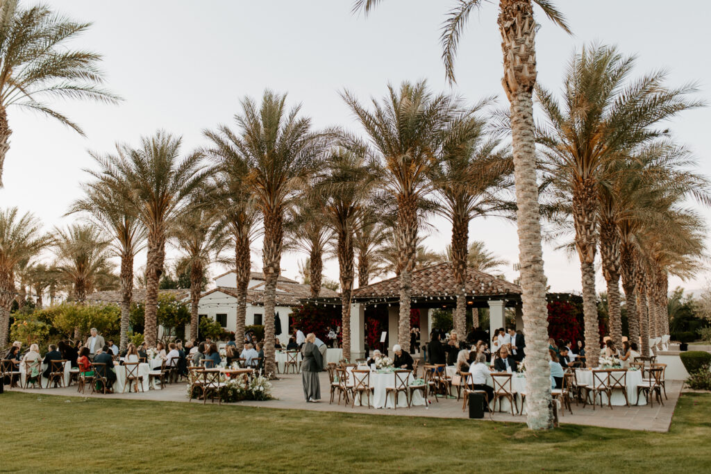 Wedding Photographer In Palm Springs takes Photos Of Reception at Old Polo Estate, 