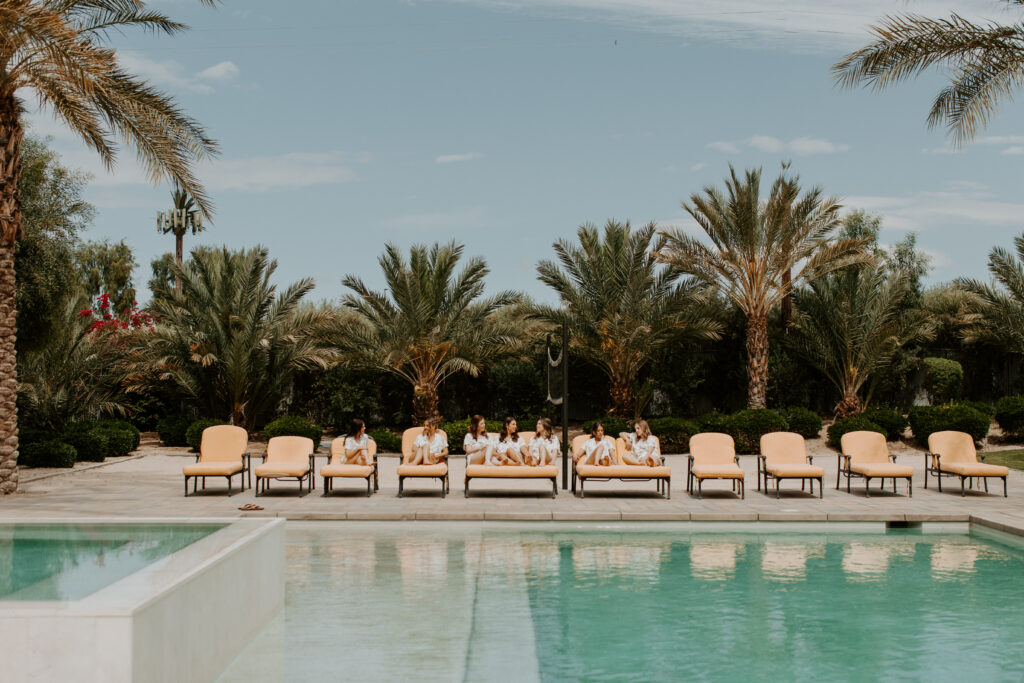 Palm Springs Wedding, Bridal Party, Poolside Bridal Party, Weddings in Palm Springs, Old polo estate,