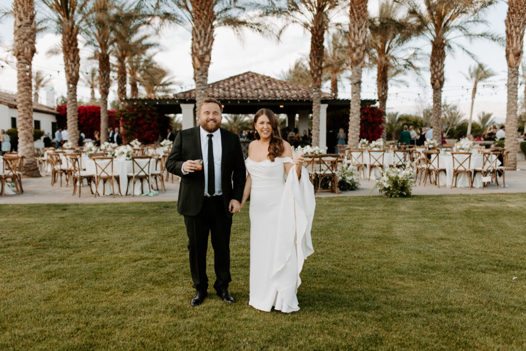 Bride and Groom At Old Polo estate in Palm Springs California, 