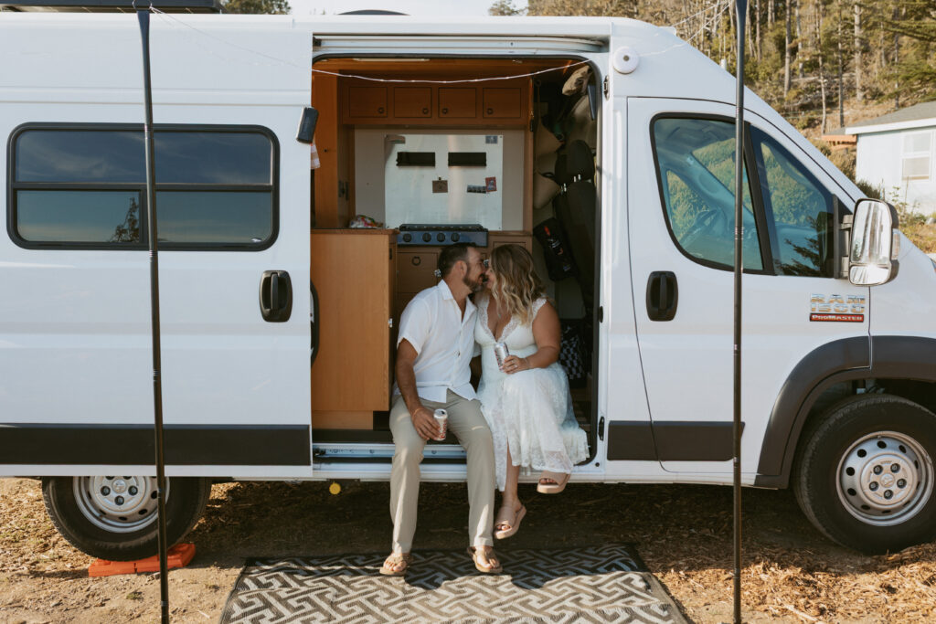 Camper van engagement photos in Bodega Bay California coast, Bodega Bay Engagement Session, Central Coast Engagement Photographer, Wedding Photographer in Central California, Seaside Engagement Session 