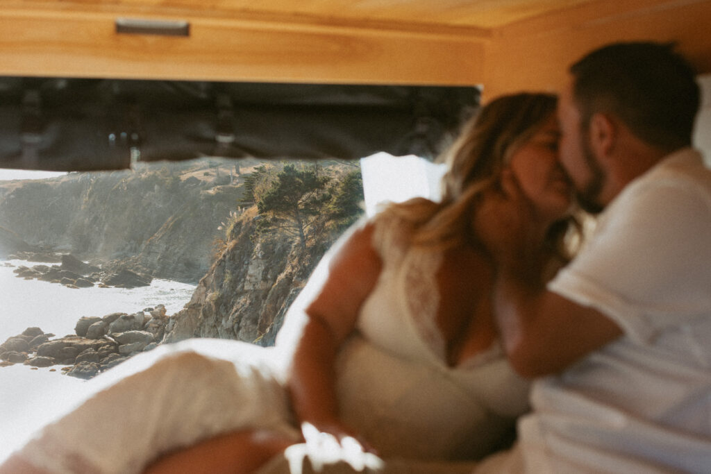 Camper van engagement photos in Bodega Bay California coast, Bodega Bay Engagement Session, Central Coast Engagement Photographer, Wedding Photographer in Central California, Seaside Engagement Session 
