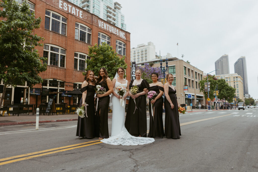 Wedding party photos at the iconic Venue 808 in Downtown San Diego.