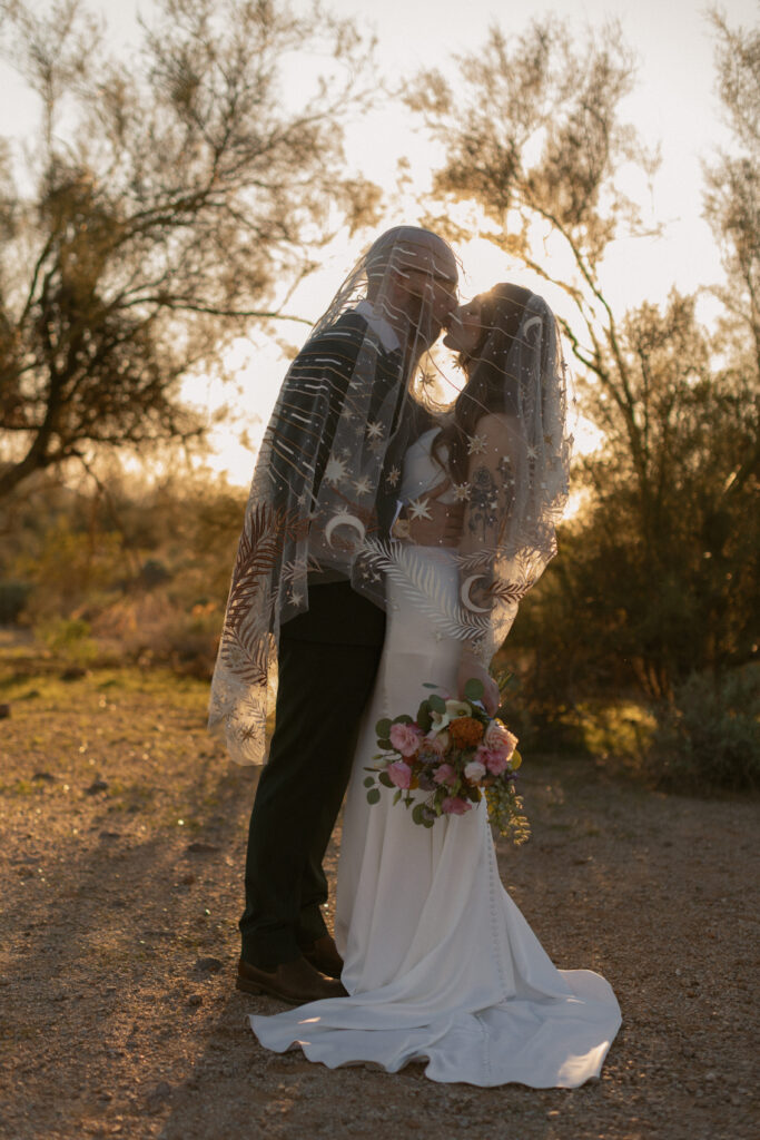 Usery Regional Park wedding photographed by an Arizona wedding photographer

Desert mountain backdrop at an intimate wedding in Mesa, Arizona

Arizona desert landscape surrounding a small wedding ceremony

Sunset portraits at Usery Regional Park during an intimate Arizona wedding

State park wedding location in Arizona with desert scenery