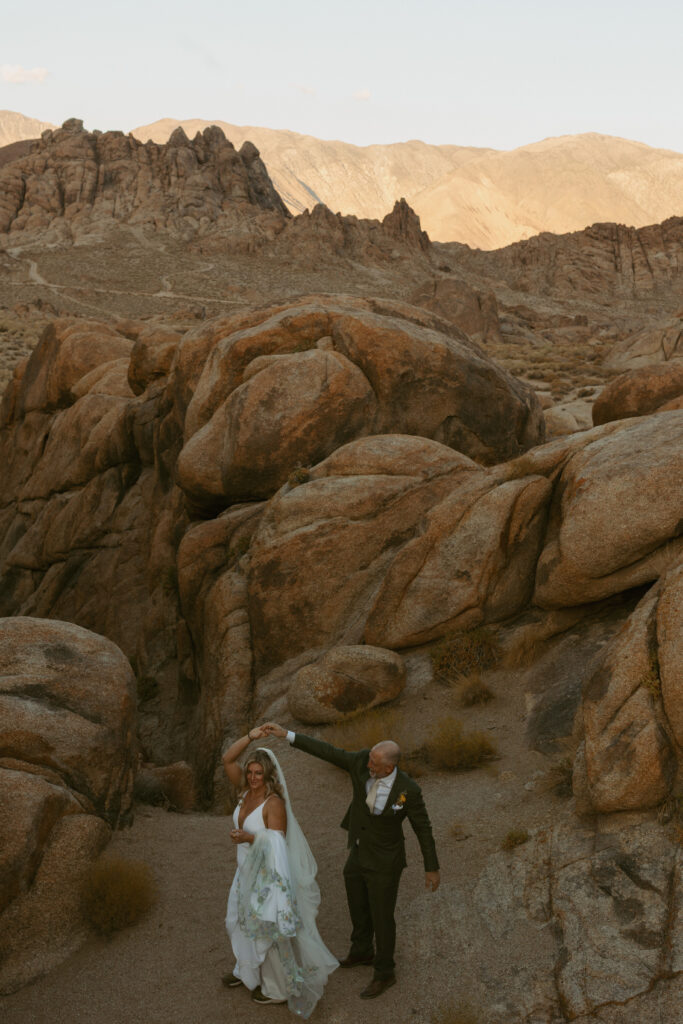 Couples Portraits Taken by a Yosemite Elopement Photographer in the Deserts Of California near Lone Pine in the Eastern Sierras 