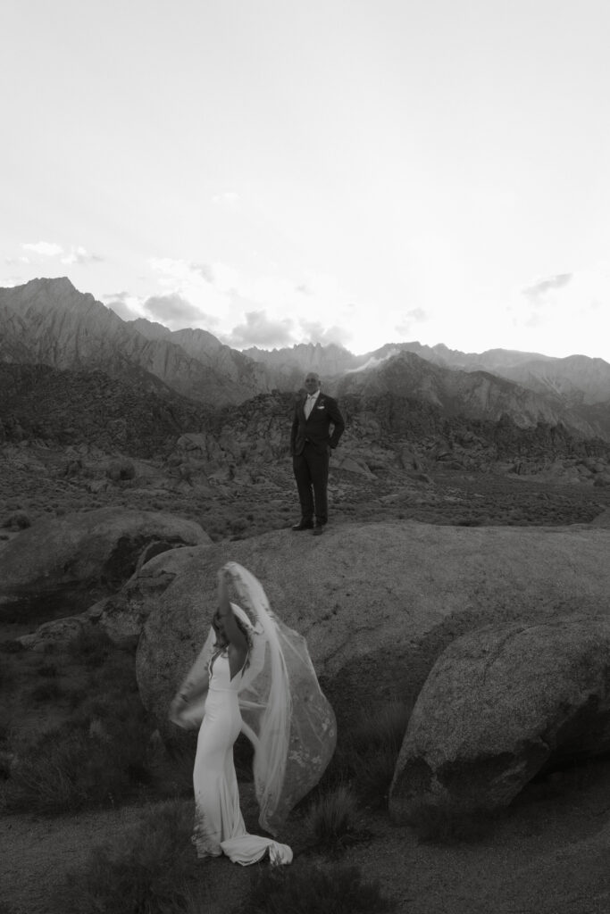 Couples Portraits Taken by a Yosemite Elopement Photographer in the Deserts Of California near Lone Pine in the Eastern Sierras 