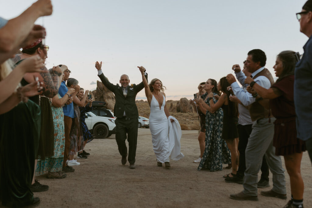 Grand Entrance to an Intimate Wedding Reception In the Eastern Sierras with a Yosemite Wedding Photographer 