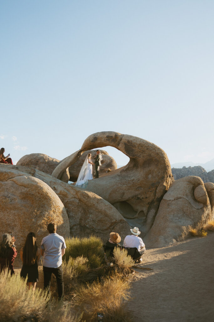 Alabama Hills Wedding Ceremony in Lone pIne California, The Ceremony took place at Mobius Arch and a Yosemite Elopement Photographer was there to Capture it. 