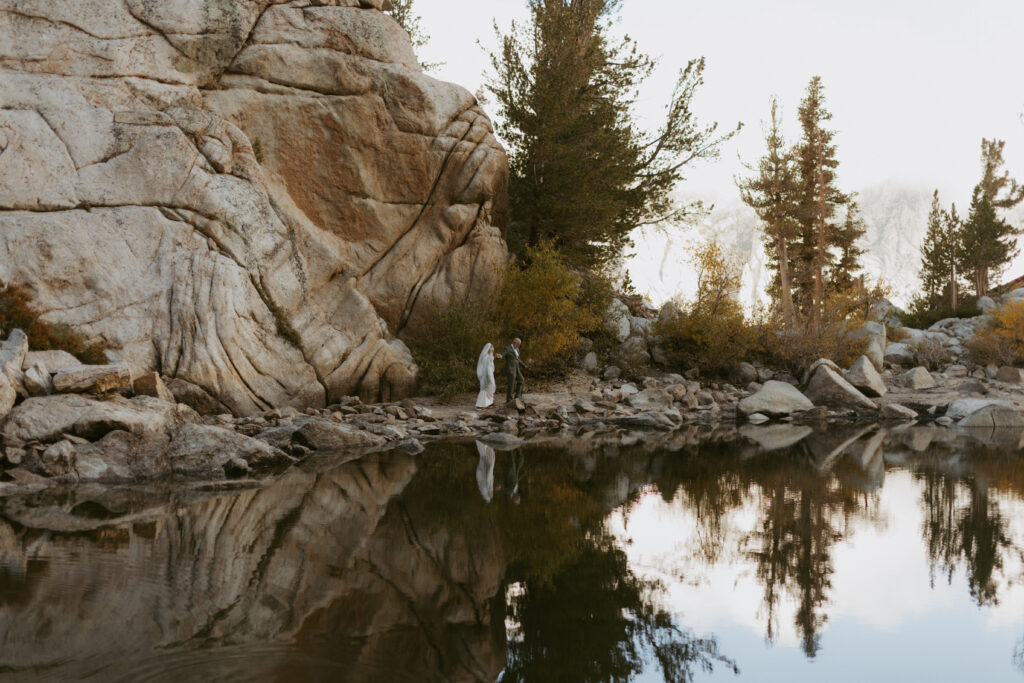 Wedding Portraits at Lone Pine Lake, in California.